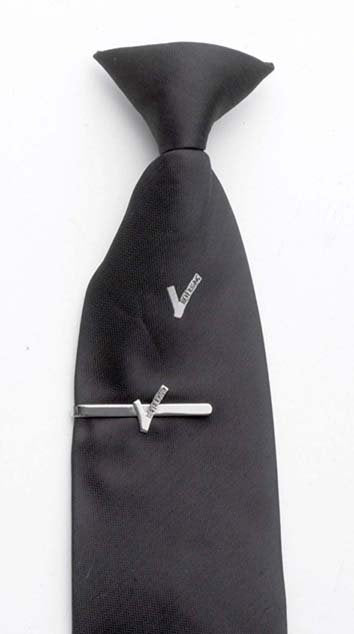 Clipstropdas zwart met V-embleem